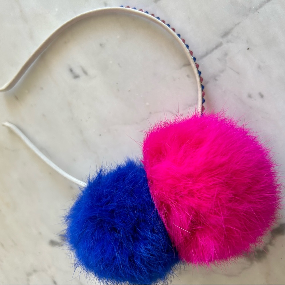 Double poof headband with rhinestones